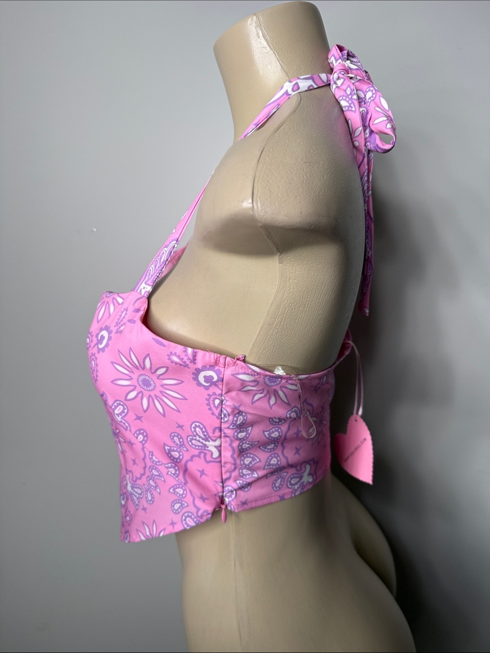 Sugar Thrillz Pink Butterfly Bandana Crop Top - Picture 3 of 6